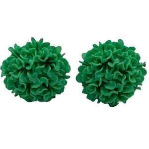 Green Floral Bouquet Clip on Earrings Vintage Jewelry